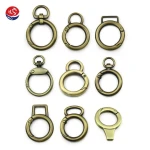 Old Fashion Bag Hardware Accessories Zinc Alloy O Spring Ring 25mm Diameter Brushed Antique Brass Swivel Snap Hooks for