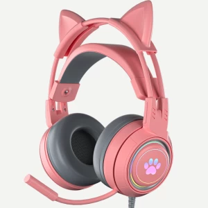 2022 New Arrival RGB Lighting Wired Headset Girl Lady Gaming Headphone