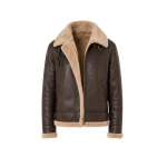 Men’s Brown Shearling Leather Jacket – Winter Aviator B3 Bomber Coat