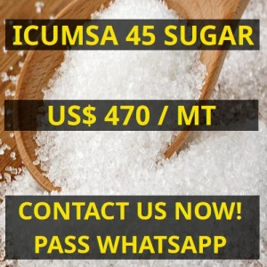 Brazilian Refined White Sugar ICUMSA 45 - US$ 470 / MT