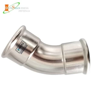 45° equal elbow stainless steel press fitting with DVGW