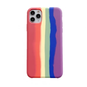 网红爆款手机壳 条纹彩虹 液态硅胶适用于iphone系列 梦幻少女系