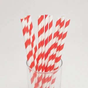 Red Striped Paper Straws Party Paper Straws