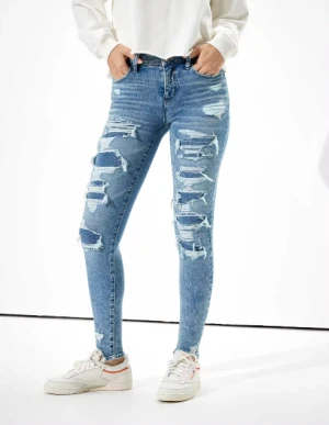 Exclusive Super Skinny Light Blue Wash Jeans Distressed Customized Women Jeans Ripped