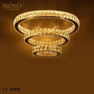 K9 round rings decorative morden hotel led crystal chandelier