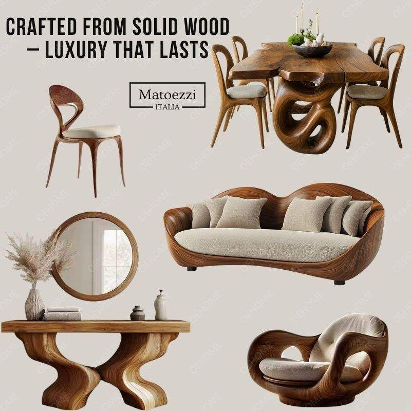 Buy Luxury Solid Wood Furniture Set Italian Design Sofa Dining Table ...
