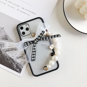 New Fashion Pendant Chain Bracelet Pearl Bow Case For iphone XS XR XS Max 7 8 Plus