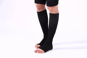 10 pairs order Women Zipper Compression Socks Zip Leg Support Knee Sox Open Toe Sock Fashion and Leakage toe black khaki color