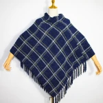 100% chenille  knitted shawl Plaid pattern Women's Winter shawl poncho