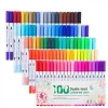100 Colors Water Based Kid Adult Drawing Dual Tips Colorful Brush Pens Set Art Markers