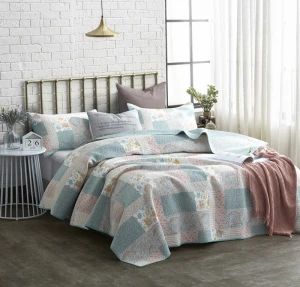 100% cotton fabric super soft  luxury quilt set