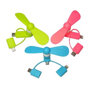 100% tested Mini 3 in 1 Portable Micro USB Fan For iPhone 5 6 7 plus Fan for Huawei Android OTG Smartphones USB Gadget