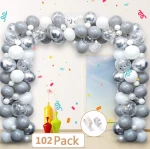 102pcs silver confetti balloon set wedding arch silver latex balloon Party & Holiday Supplies decoration