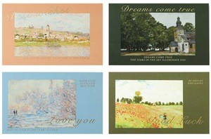 12  thanksgiving envelope bronzing famous painting greeting card folding oil painting card