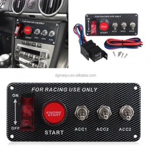 12V LED Toggle Ignition Switch Panel Engine Start Push Button Set for Racing Car