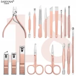 13pcs  PU leather beige velvet color manicure set with 3 different size shape