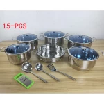 14pcs Stainless Steel Cookware Sets pots and pans Factory wholesale Cheaper finer Saucepan frying pan Logo custom OEM