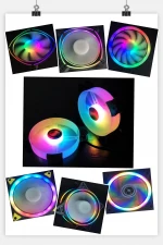15 Lights LED PC Computer rgb fan Chassis Fan Heatsink Cooler Cooling Fan With 3pin and 4pin conector rgb mini  industrial