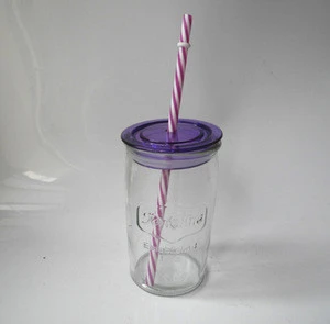 16oz yorkshire Glass  Drinking Cups jars with Straw Lids  drinkware