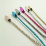 1M nylon braided Aluminum metal connector micro usb data cable for samsung S3 S6 S7 android system mobile