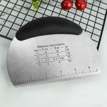2 in 1 metal stainless steel pastry cutter dough scraper with scale