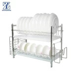 2 Tier Stainless Steel Kitchen Cabinet Organizer Drainer Metal dish holder Dish Dryer Rack