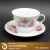 Import 200cc porcelain mug/cup and saucer for tea and coffee with beautiful flower designs from China