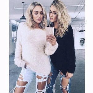 2018 New Autumn And Winter 4 Color Long Sleeve Round Neck Wool Knitted Sweater Women