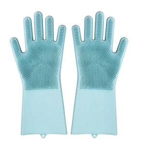 2018 New Design Silicone Household Magic Scrubbing Gloves Kitchen Sponge scrubbing glove