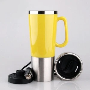 2018 Winter Car Heating Cup Auto 12V-24V 450ML Car Heating Cup Stainless Steel Liner Car Mug with ABS security shock base