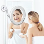 2019 Magnifying Flexible Suction Cup Antifogging Bathroom led Vanity Wall light Makeup Mirror
