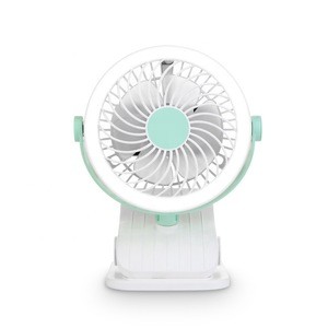 2020 Battery Powered Rechargeable USB Small Desk mini clip Fan clip on Fan with LED Nightlight for Baby Stroller home office