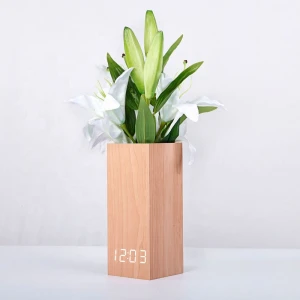 2020 Digital Square Frame For Pen Holder Smart Flower Vase Desk Led Digital Wooden Clocks