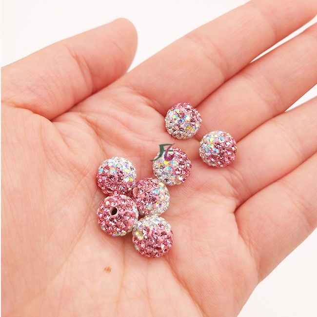2020 New Arrival Of High Quality Full Rhinestone Bead With Gradient Colour 10mm Round Polymer Clay Rhinestone Beads