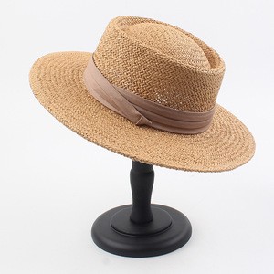 2020 New Summer Boater Straw Hats Elegant Hepburn Style Concave Top Women Leisure Holiday Beach Sun Hat