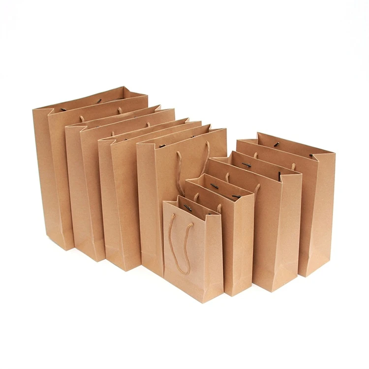 2020 Recycled Various Size Custom Brown Kraft Paper Bags, Shopping Paper Bags