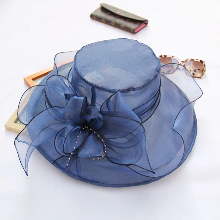 2020 Supplies  fashion ladies  Party Hat for wedding, foldable New organza material summer women  Church organza hats