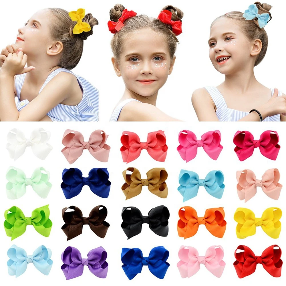 2021 Multi-colored 3&quot; Handmade Grosgrain Ribbon Hair Bow Alligator Clips Bow Hair Clips for Little Girls