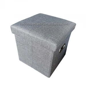 2021 New Fabric linen Folding Fashionable Multicolor Pouf Ottoman Floor Cushion Cube Toys box Collapsible Storage Stool