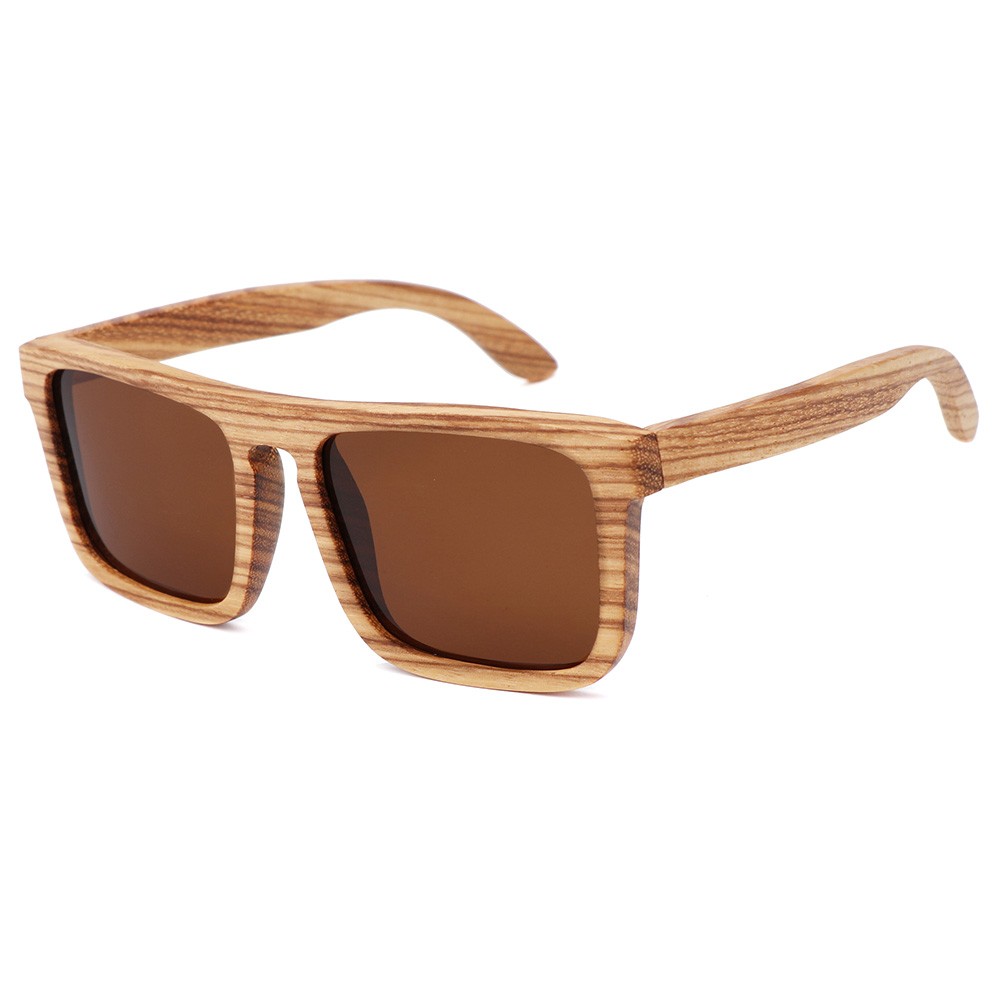 2021 Newest Natural Bamboo Wooden Sunglasses Custom Logo Polarized Zabra Wood Sun Glasses for Men