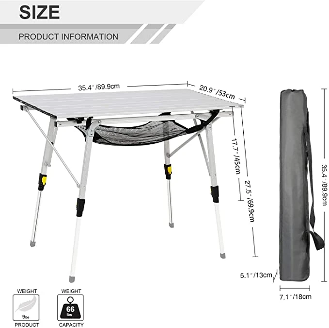 2021 wholesale Folding Camping table adjustable Portable Beach Foldable adjustable table leg screws with Carry Bag