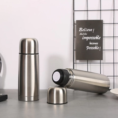 2022 Manufacturer Classical Bullet Shape  Custom Logo Water Bottle Double Wall Stainless Steel Vacuum Flask