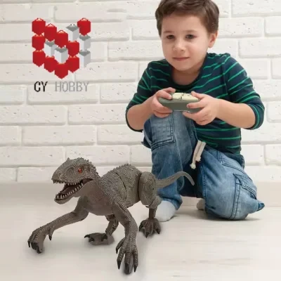 2.4G RC Animal Model with Sounds, Walking Dinosaur Robot Toy with LED Light for Boys