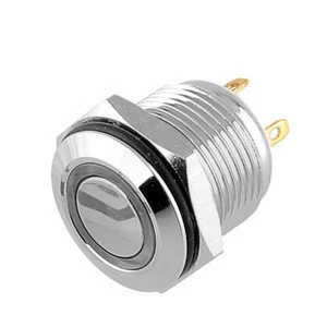 250V 16mm LED Lighted Ring Illuminated Momentary Push Button Switch Flat Head For Car Truck Boat Waterproof IP65