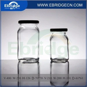 270ml Fermented bean curd storage glass jars with lids, customized square glass bottles