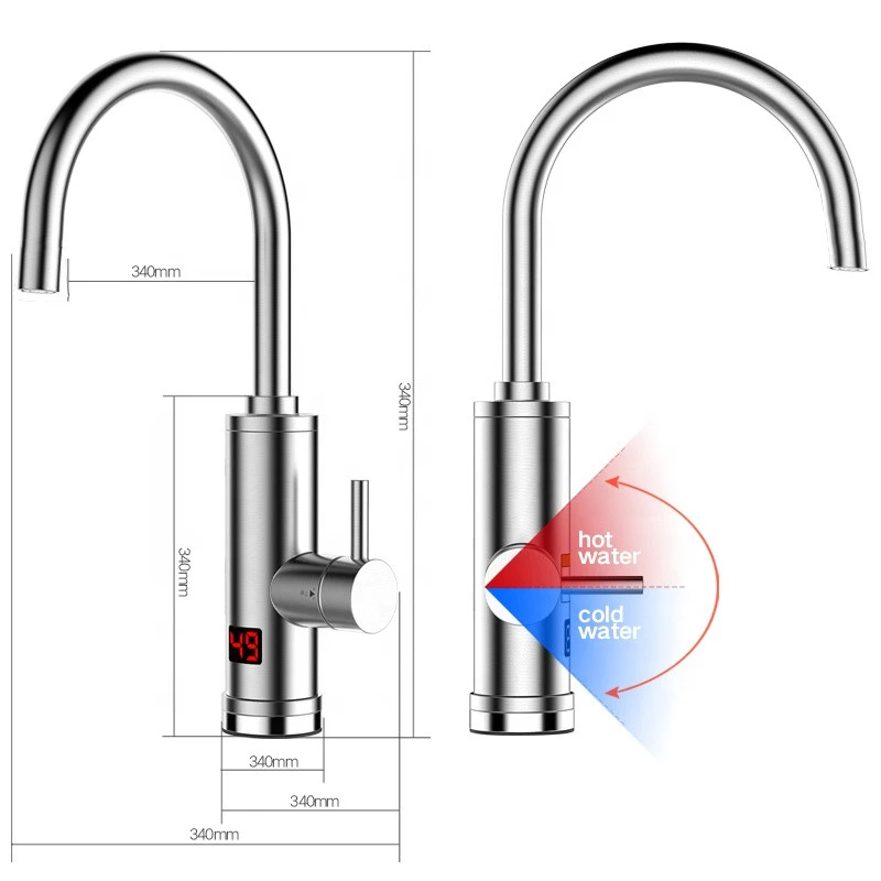 304 stainless steel LED digital display Instant hot water tap electric water heater faucet for bathroom and kitchen