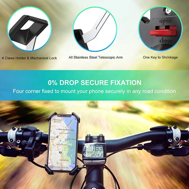 360 Degree Rotation Flexible Motorcycle Handlebar Holder Bicycle Bike Mobile Phone Mount