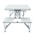 4 Aluminum Portable Folding Outdoor Picnic Camping Table with 4 Built In Seats 4ft Camp Beach Desk Integrated Style Two Benches