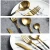 Import 4-Piece Stainless Steel Cutlery 18/10 Flatware Set Gold Cutlery Set with Black Handle Knife Spoon Fork Tea Spoon Silverware Set from China