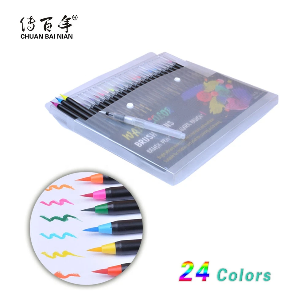 48 Colors Watercolor Brush Marker Pens with Real Nylon Felt Tip Brush Pens